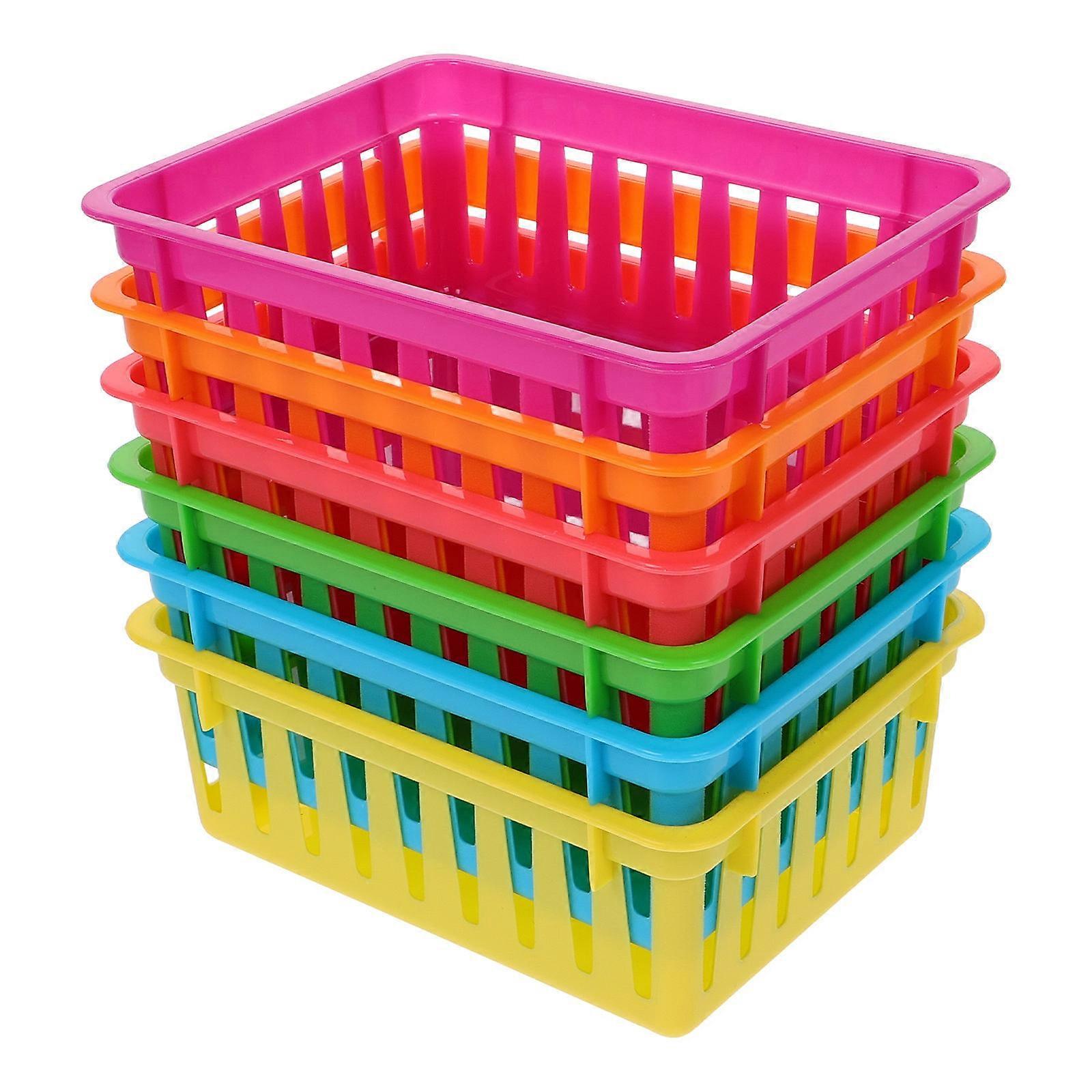 Small Plastic Pencil Baskets for Office and Classroom 6Pcs Assorted Colors