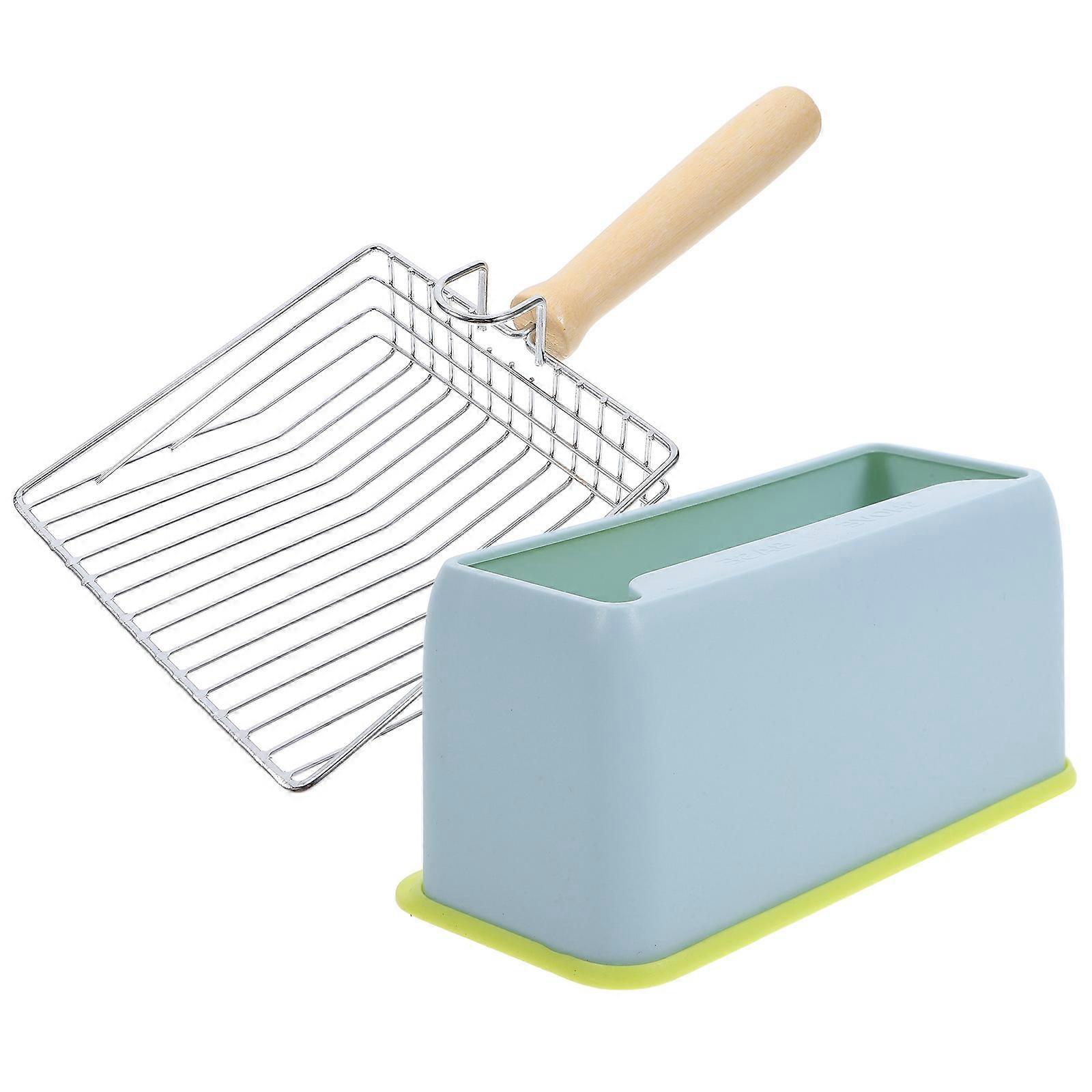 Stainless Steel Cat Litter Scoop with Fine Filter and Comfortable Grip for Home Use Sky-blue