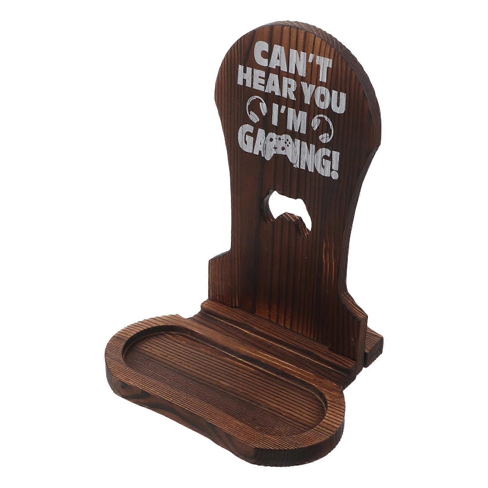 Gaming Headset Stand Wood Material with Base for Desk