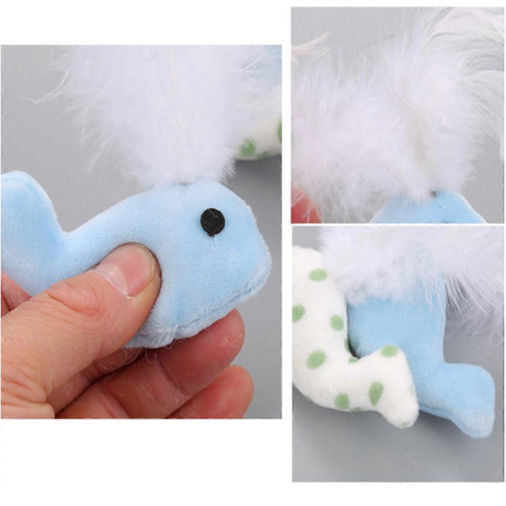 Pet Chew Toy Cat Plush Whale Shape for Interaction 2Pcs Blue