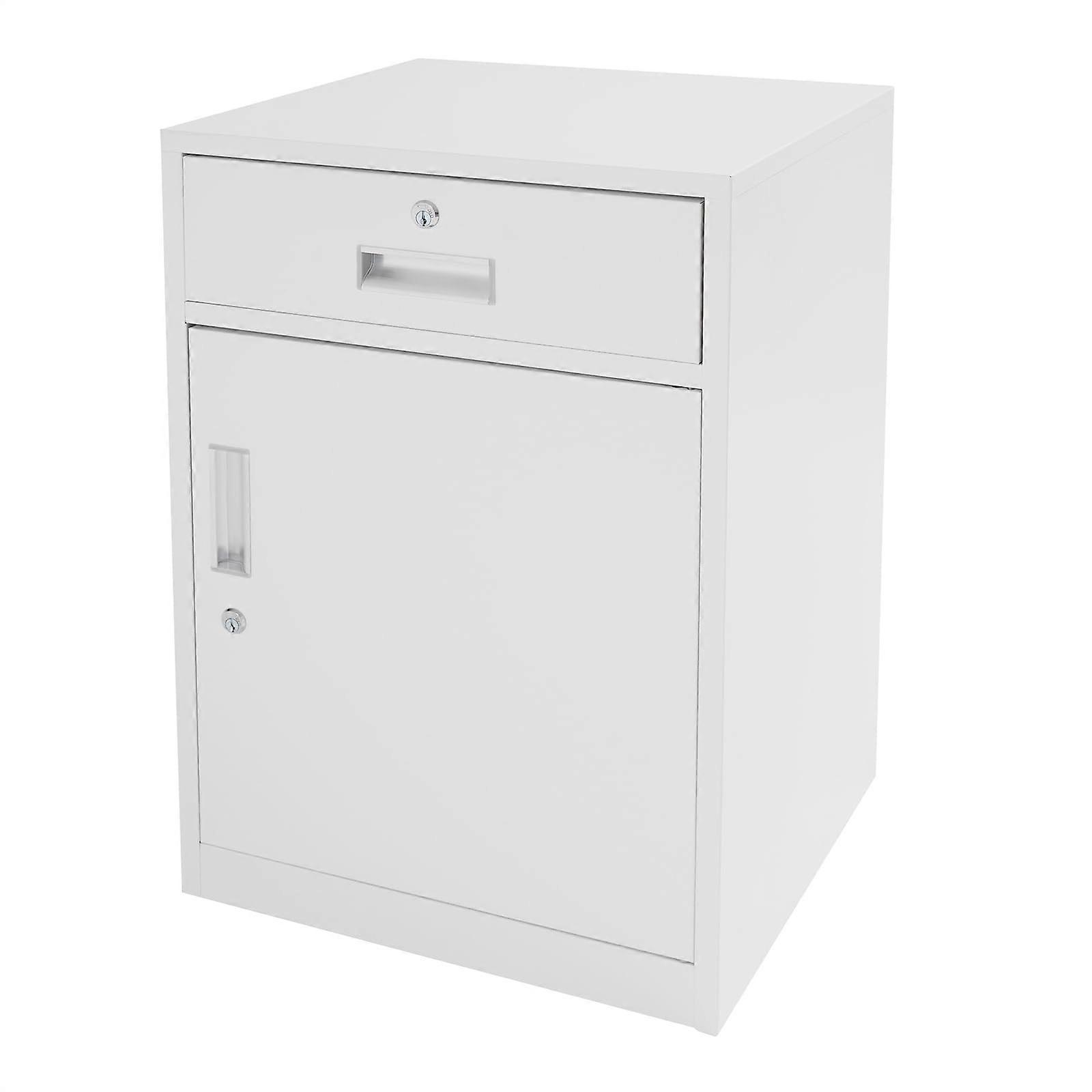 Metal Filing Cabinet with Lock, 2 Tier Office Storage Cabinet with Drawer and Door for Home or School