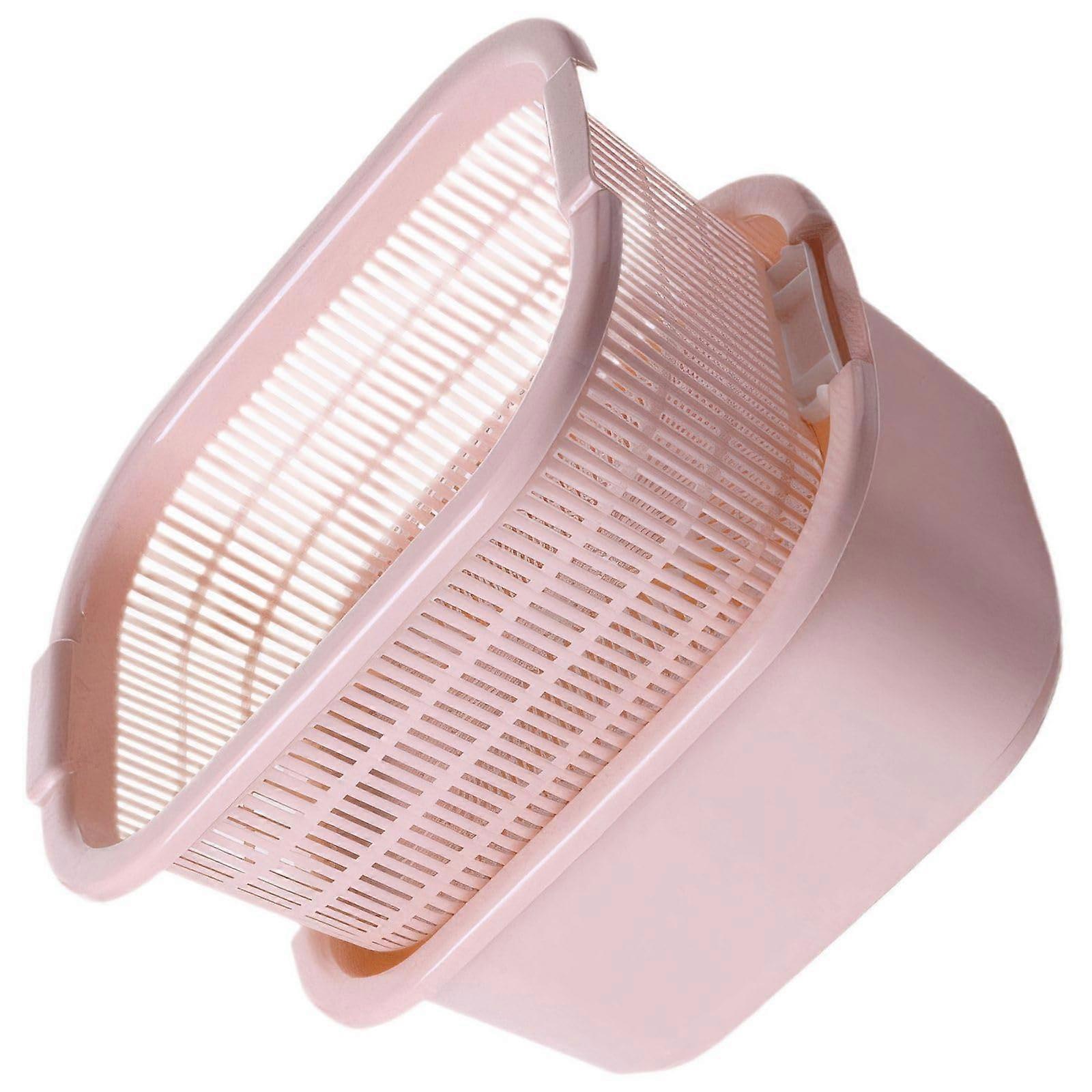 Vegetable Strainer Bowl Set with TwoTier Draining System, Pink Double Layer Colander, Set of 2