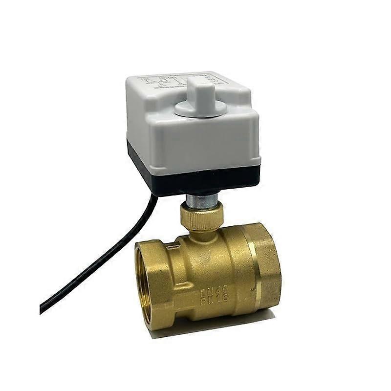 Motorized Ball Valve 11/2 Inch 220V Brass with Manual Override Switch, 3Wire 2Point Control