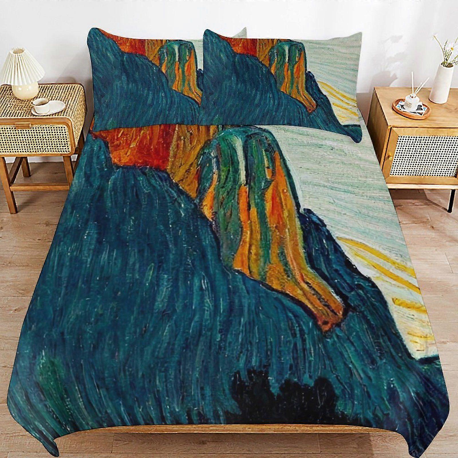Van gogh Comfortable Sleep Feel Long Thread Finish Zipper Setup Practical Bed Duvet Cover Sets Detail
