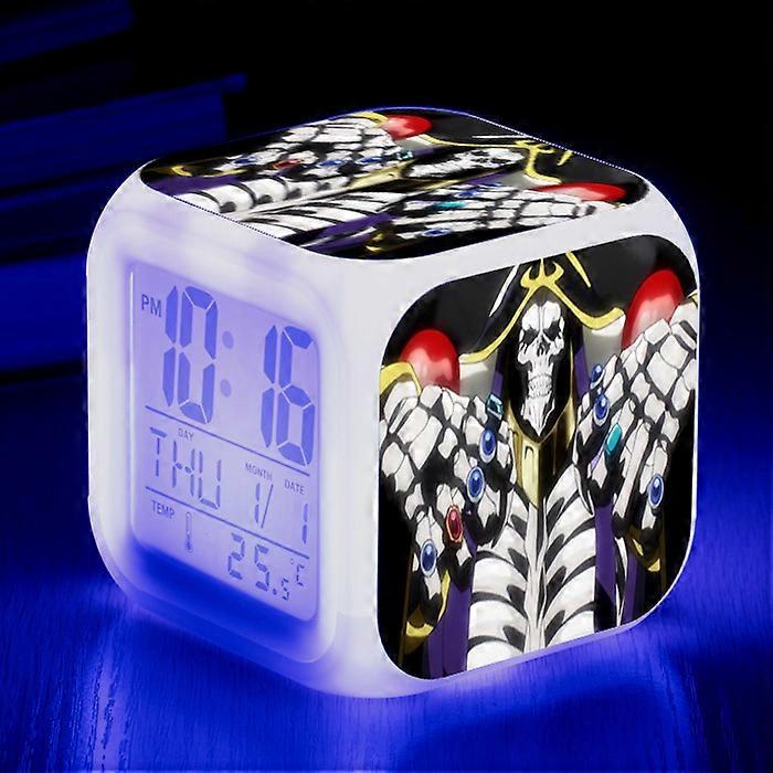 Anime-themed LED Square Colorful Alarm Clock, OVERLORD Large Screen Digital Creative Electronic Clock