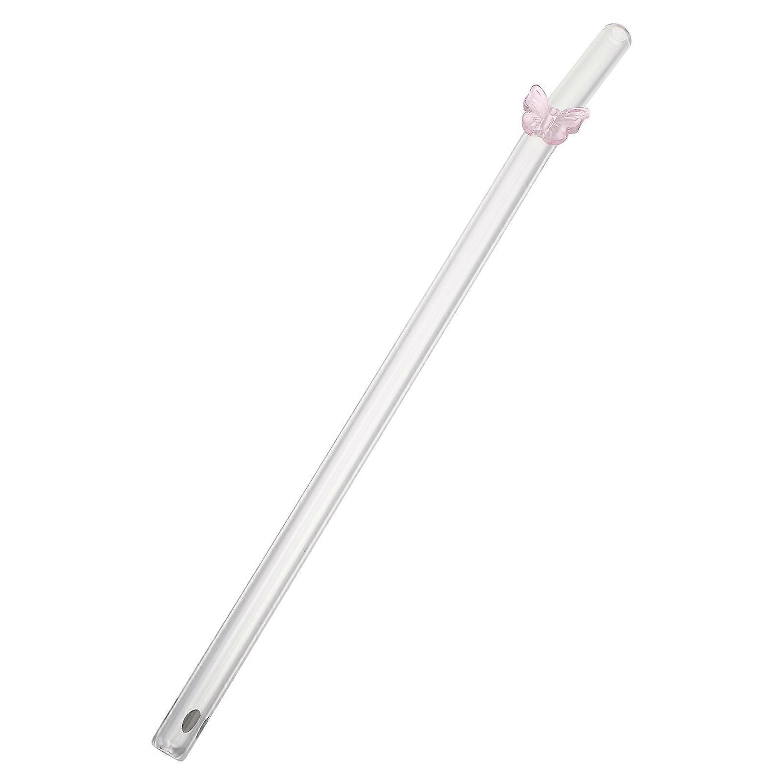 Pink Glass Straw for Kids Lightweight Portable and Dishwasher Safe Perfect for Juices Milk and Bubble Tea 7.5 inches