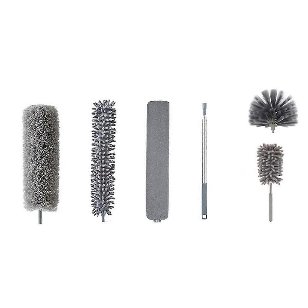 Microfiber Duster Cleaning Brush Set with Telescopic Long Handle and Detachable Washable Heads