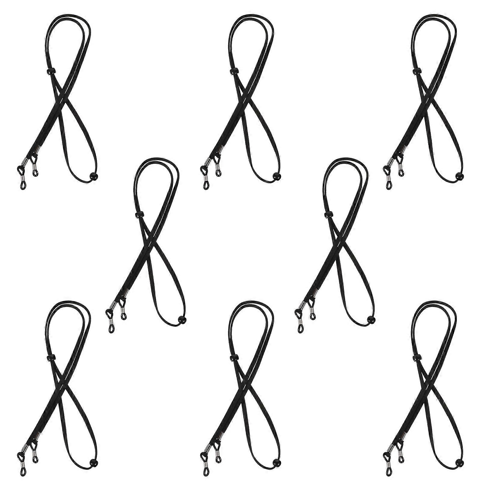 Cloth Eyewear Strap Black Eyeglass Chain for Glasses Use 8Pcs Set