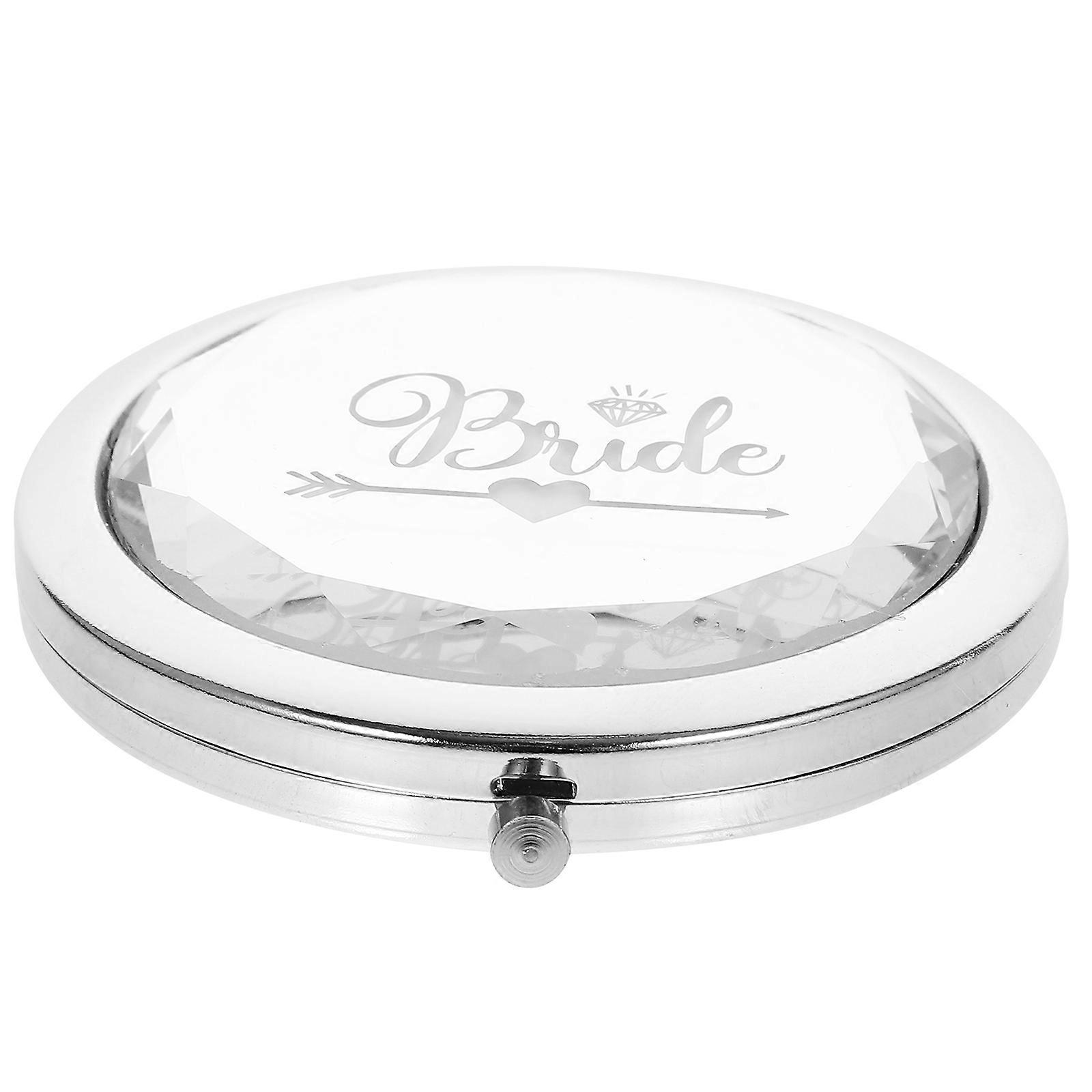 Bride Pocket Mirror Compact Mirror for Makeup Use Silver Acrylic