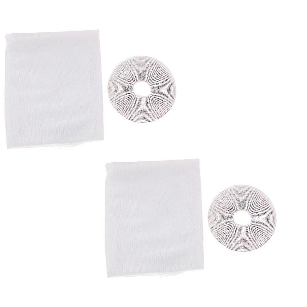 White Mesh Window Screen Net for Mosquito Protection 2Pcs Self-Adhesive Set