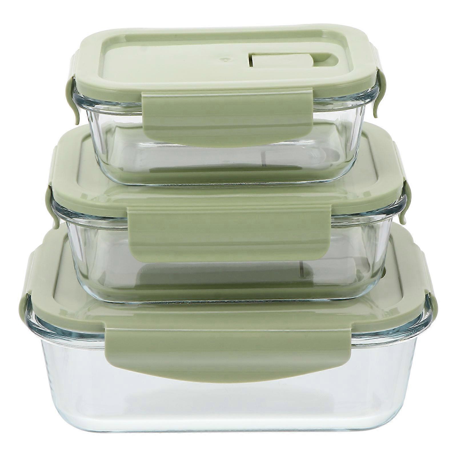 Clear Bento Containers School Office Lunchbox Container Rectangular Shape 3Pcs