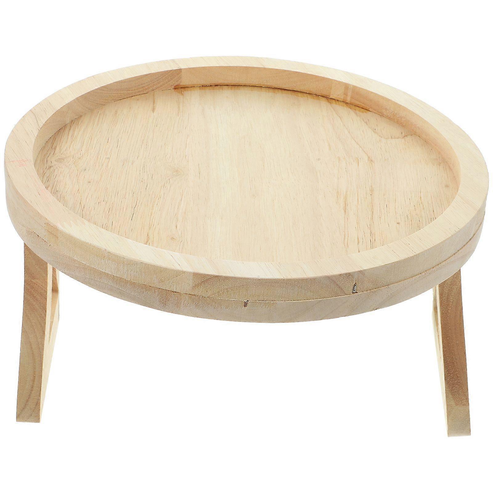 Sofa Armrest Tray Table Round Wooden Tray Foldable Snacks Tray Sofa Tray