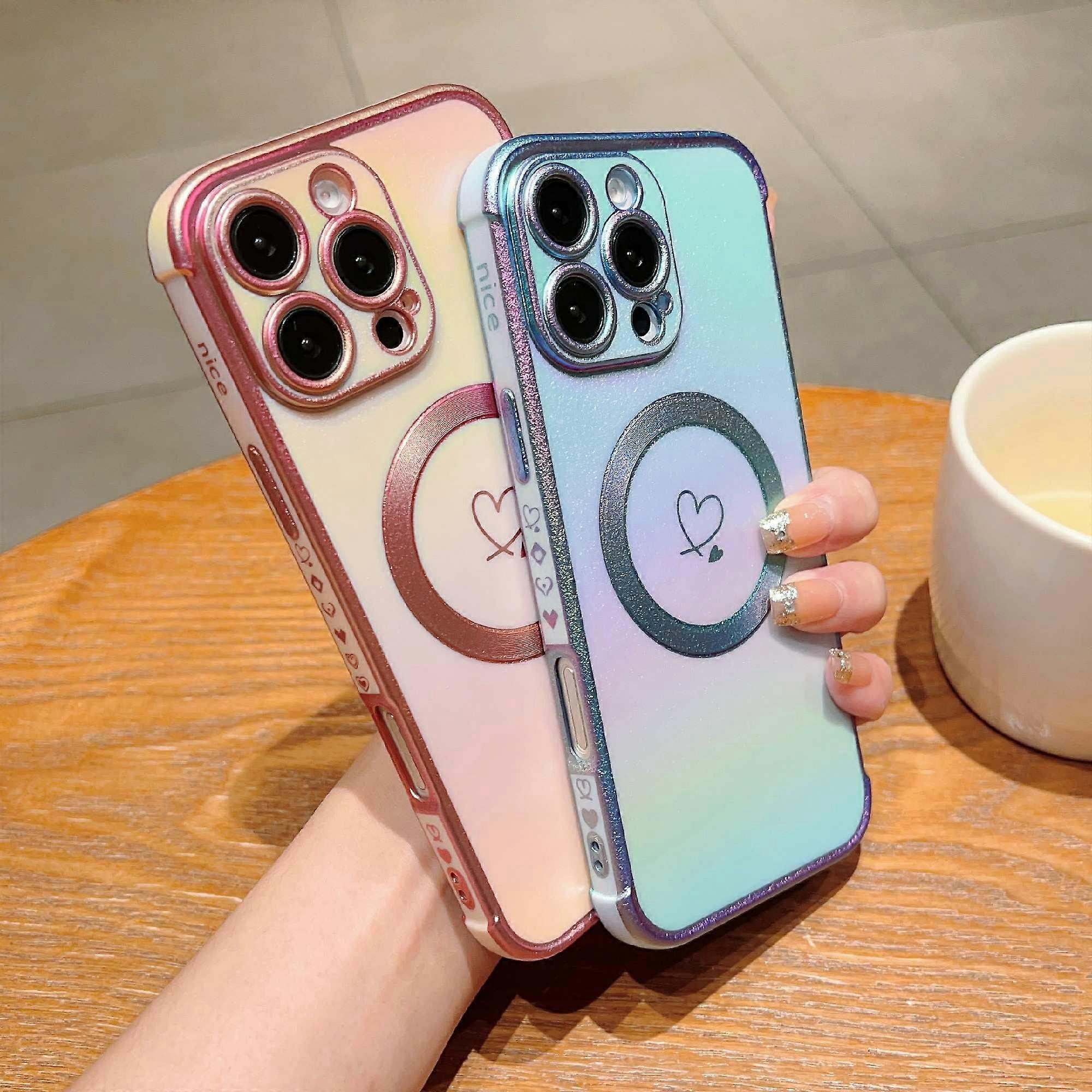 For iPhone 16 Pro Magnetic Case TPU Gradient Electroplated Phone Cover