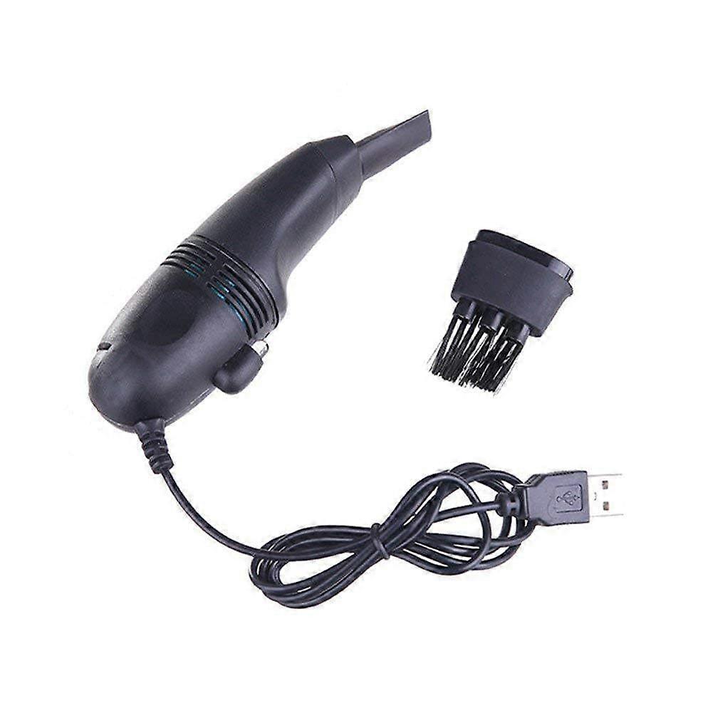 USB Keyboard Vacuum Cleaner Mini Handheld Dust Removal Brush for Laptop PC Electronics Black