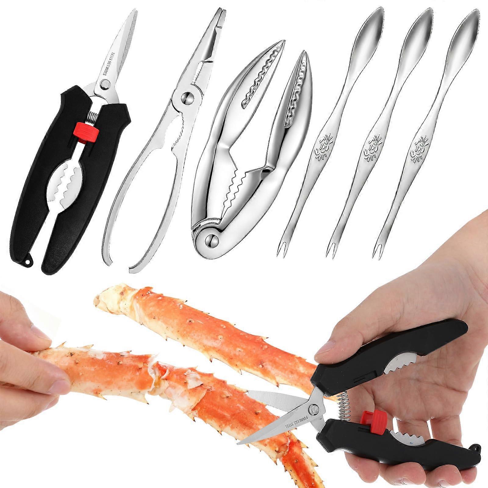 Seafood Cracker Set with Stainless Steel Crab and Lobster Tools for Effortless Shell Cracking