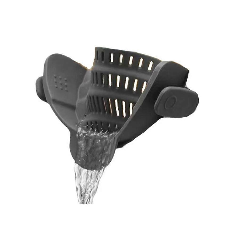 Silicone Clip On Pot Pasta Strainer with Adjustable Secure Grip, Heat Resistant Cooking Tool