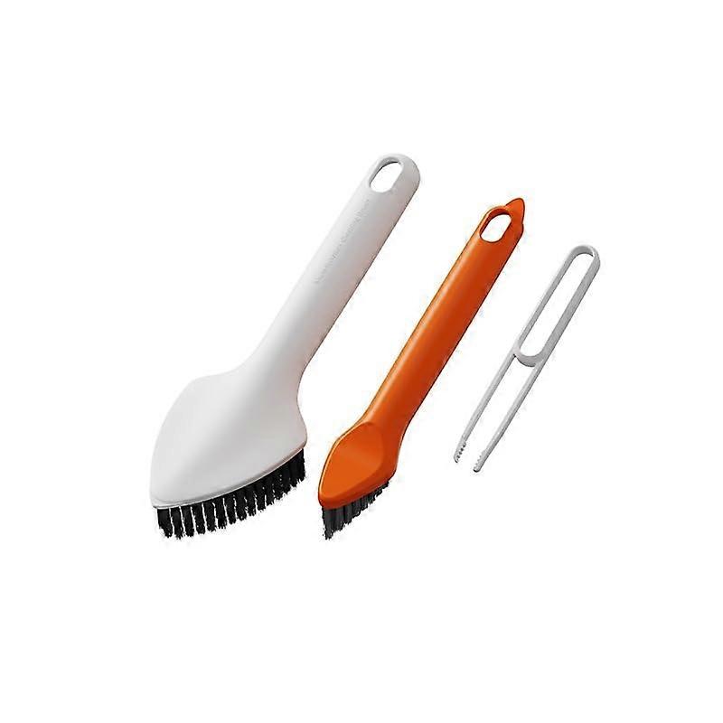 3in1 Bathroom Cleaning Brush with Long Handle, Triangular Head and Stiff Bristles for Tiles