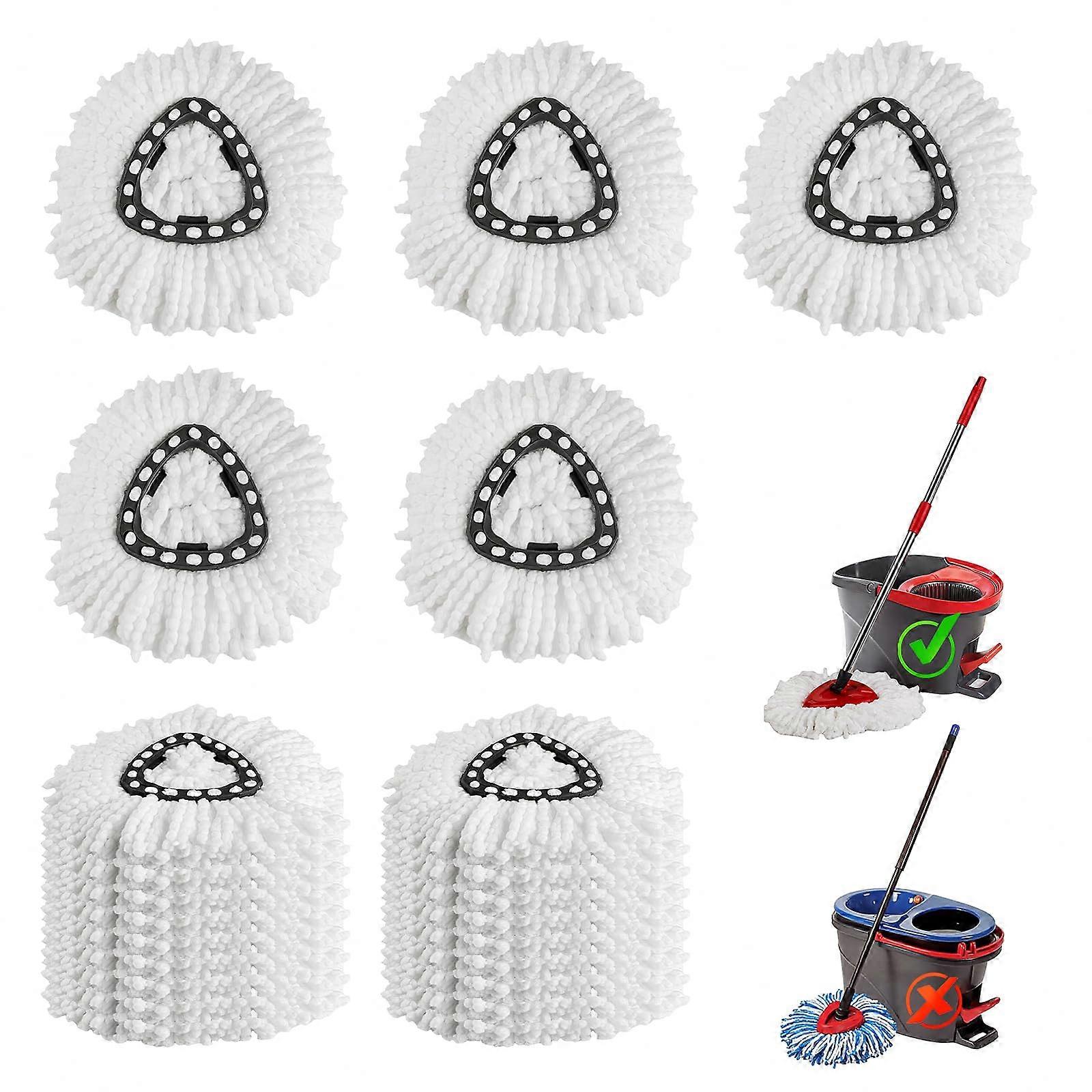 Spin Mop Replacement Heads 10 Pack, 360° Microfiber Refills for Deep Cleaning, Machine Washable