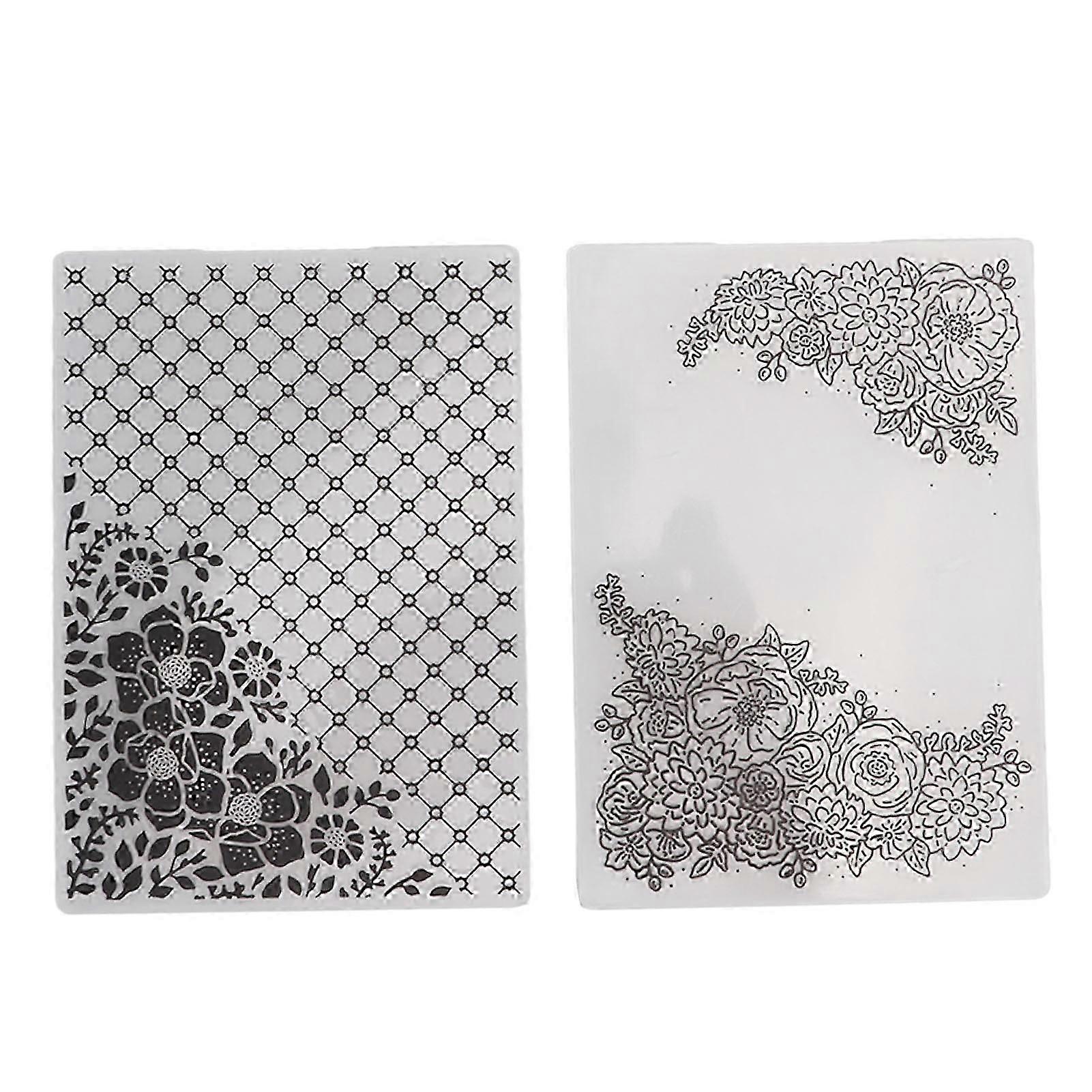 2Pcs Plastic Embossing Folder DIY Craft Template Molds for Cards
