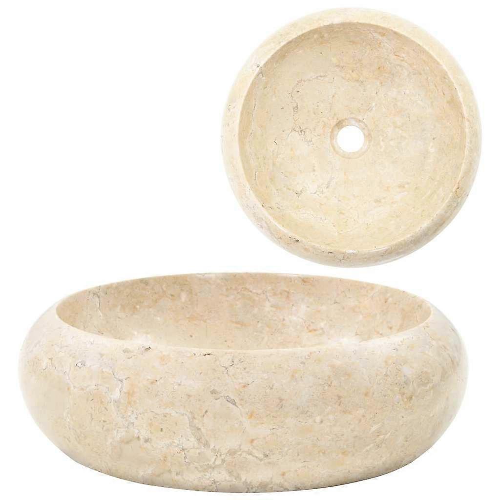 Waschbecken 40x12 cm Marmor Creme