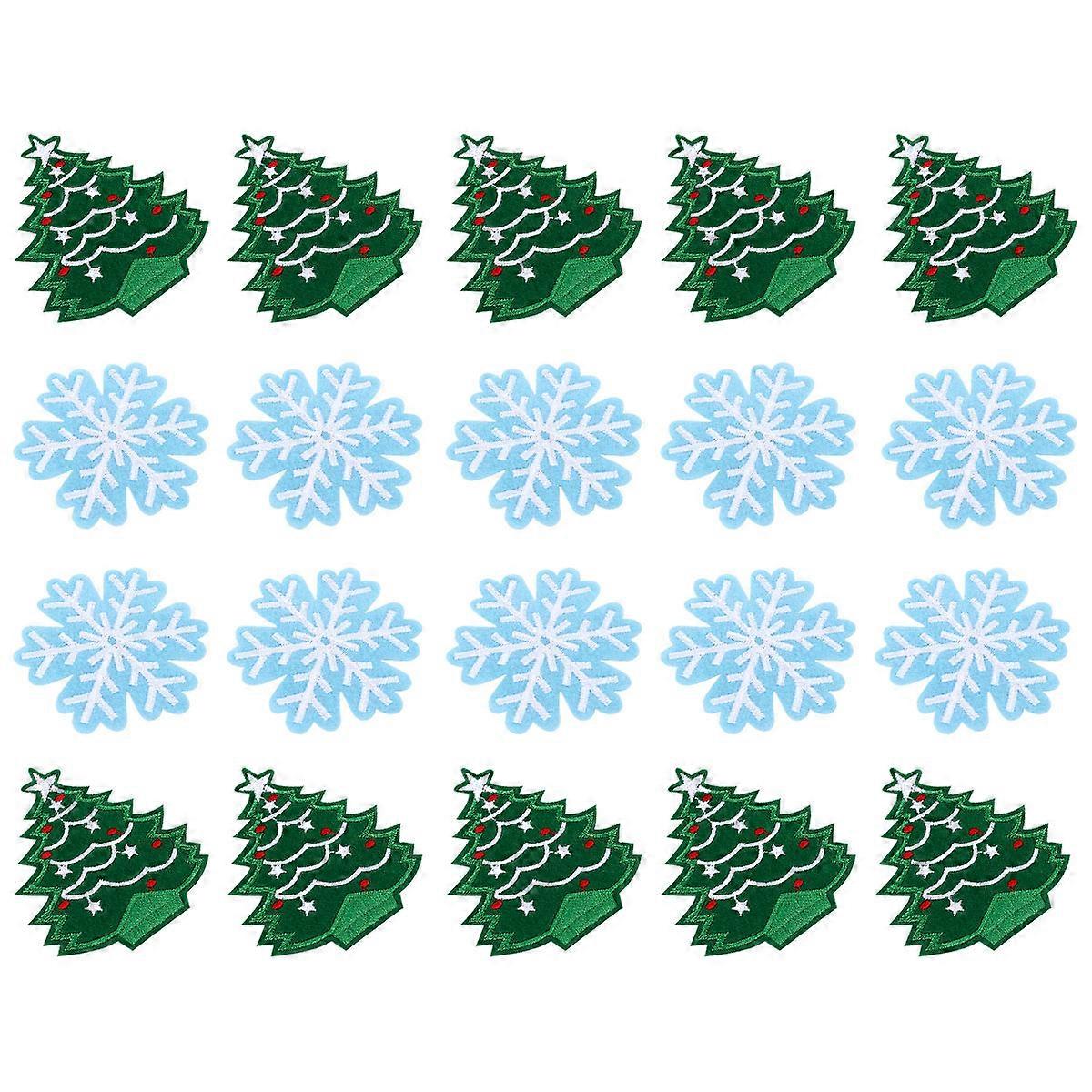 Sewing Patches Adorable Delicate Polyester Christmas Applique Non-Woven Rectangular Decorative 20Pack