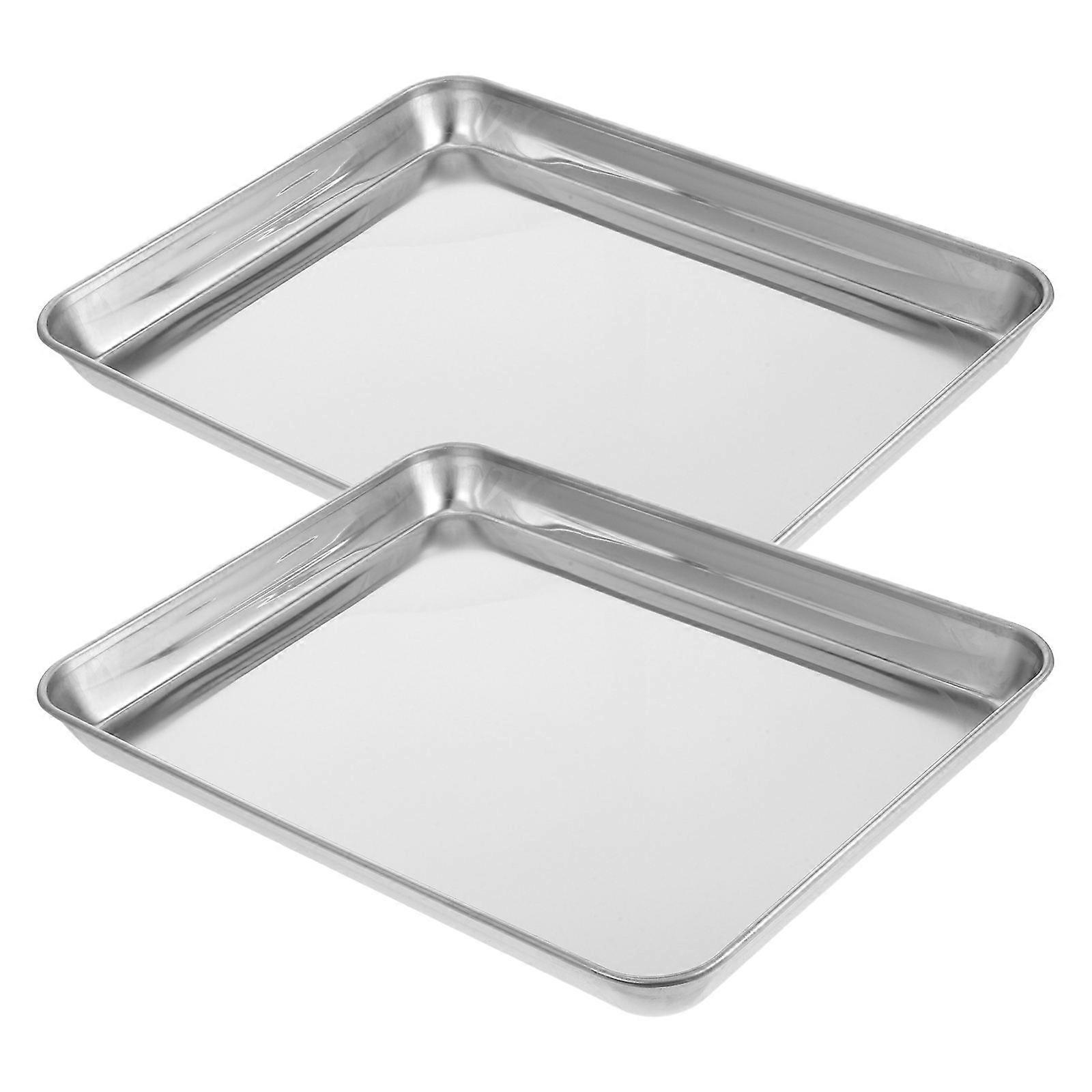 Snack Platter Stainless Steel Baking Tray for Roasting 2Pcs Set