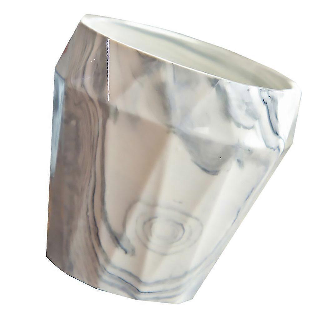 White Ceramic Marbled Flower Pot Succulent Planter 1Pcs for Office
