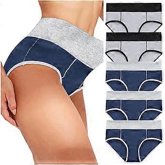 5-delige set damesondergoed van katoen: hoge taille slipjes met volledige dekking, zachte, elastische en ademende damesslipjes - multipack, meerkleurig, maat D 4XL