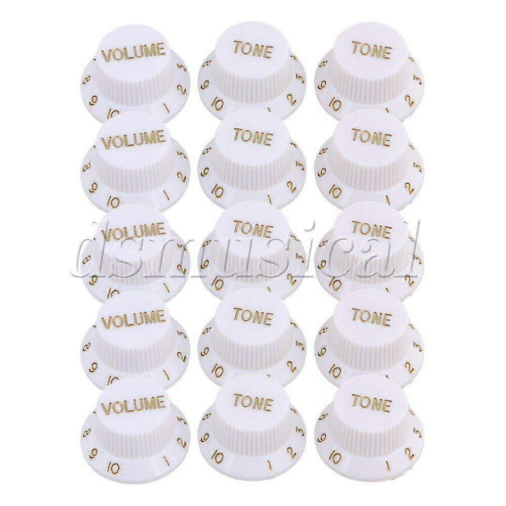 Set of 5 White Plastic Electric Guitar Control Knobs for Volume and Tone Replacement