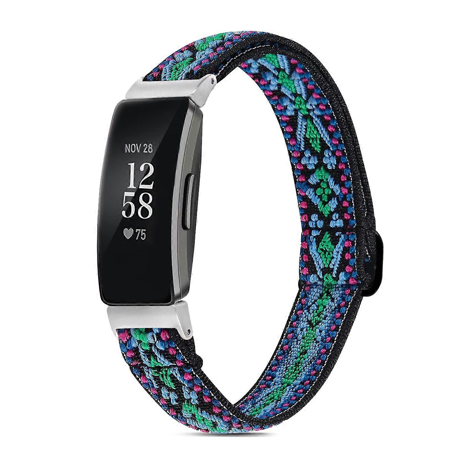 Elastic Nylon Solo Loop Strap Breathable Adjustable Replacement Band for Fitbit Inspire 2 HR