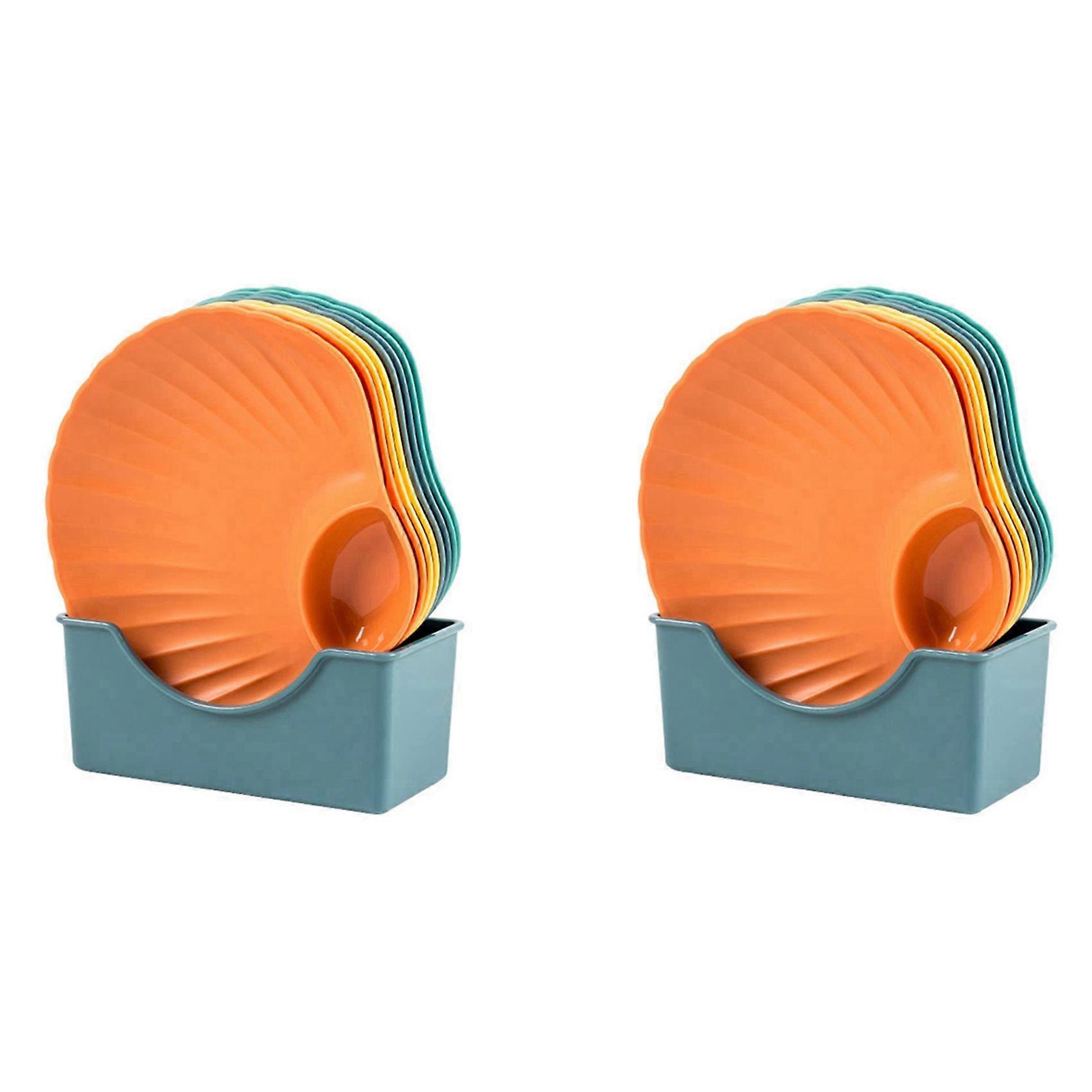 18X Multicolor Shell Bone Spitting Dish Dining Table Bone Storage Tray Dessert Fruit Plate with Bottom Bracket