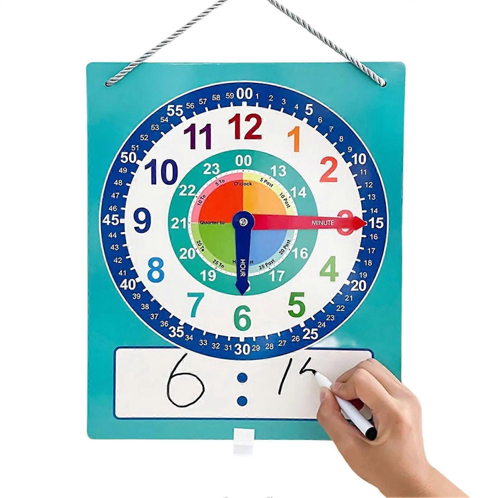 Learning Clock with Clear Time Markings, Silent Educational Wall Clock for Classroom and Kids
