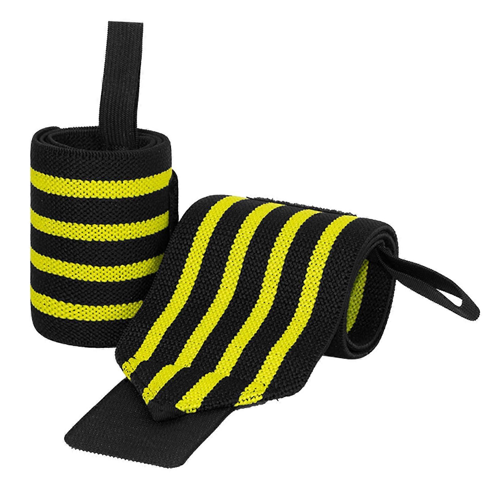 Wrist Wraps with Adjustable Compression and Thumb Loop for Powerlifting Gym Training Yellow Pair