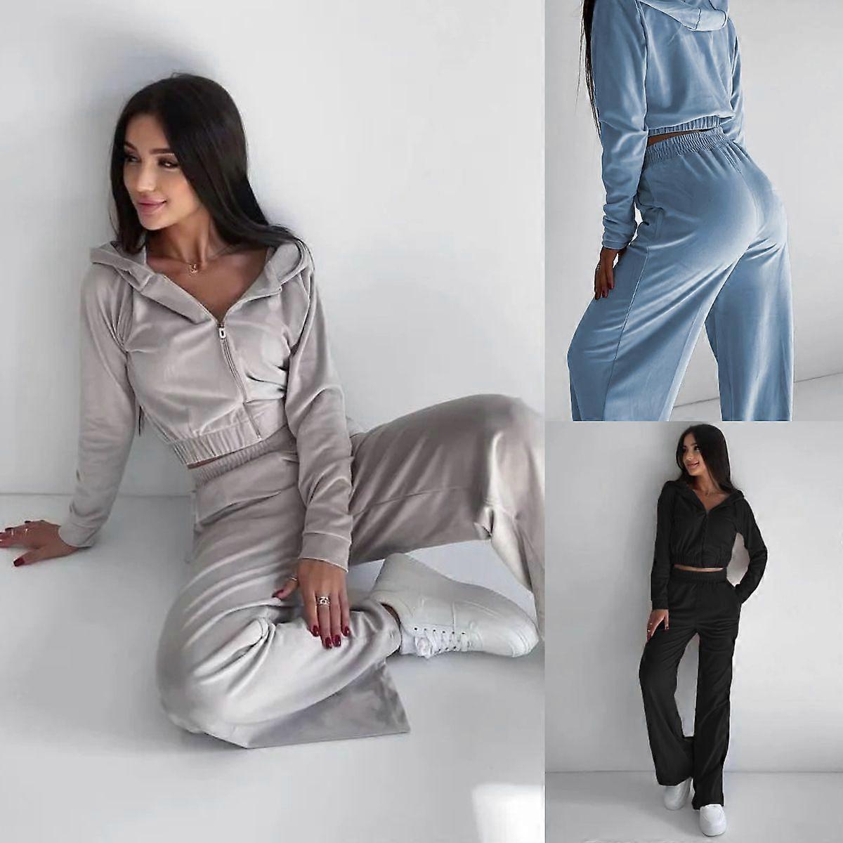 Damen Herbst/Winter Kapuzenpullover-Set (2-teilig)