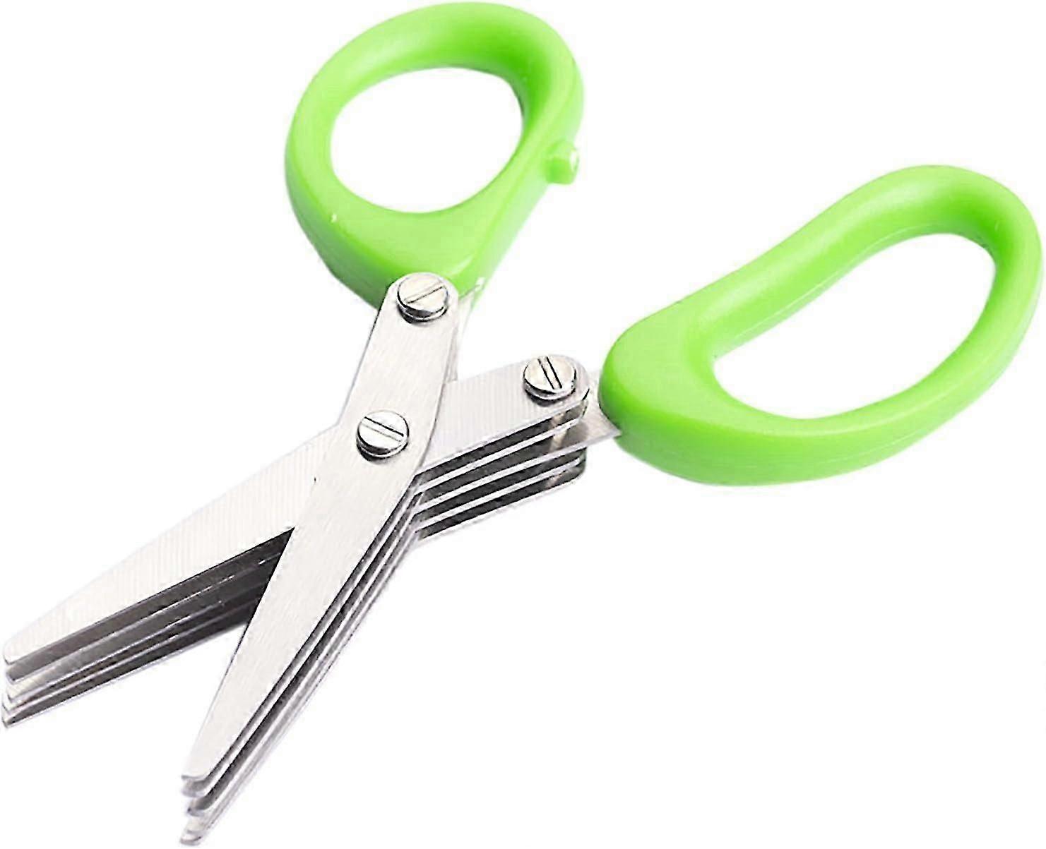 Tesoura Multiuso para Alimentos, 13,2 cm (5,2 polegadas), 5 Lâminas de Aço Inoxidável, para Cortar Legumes, Frutas e Alimentos (13,2 cm/5,2 polegadas), Verde