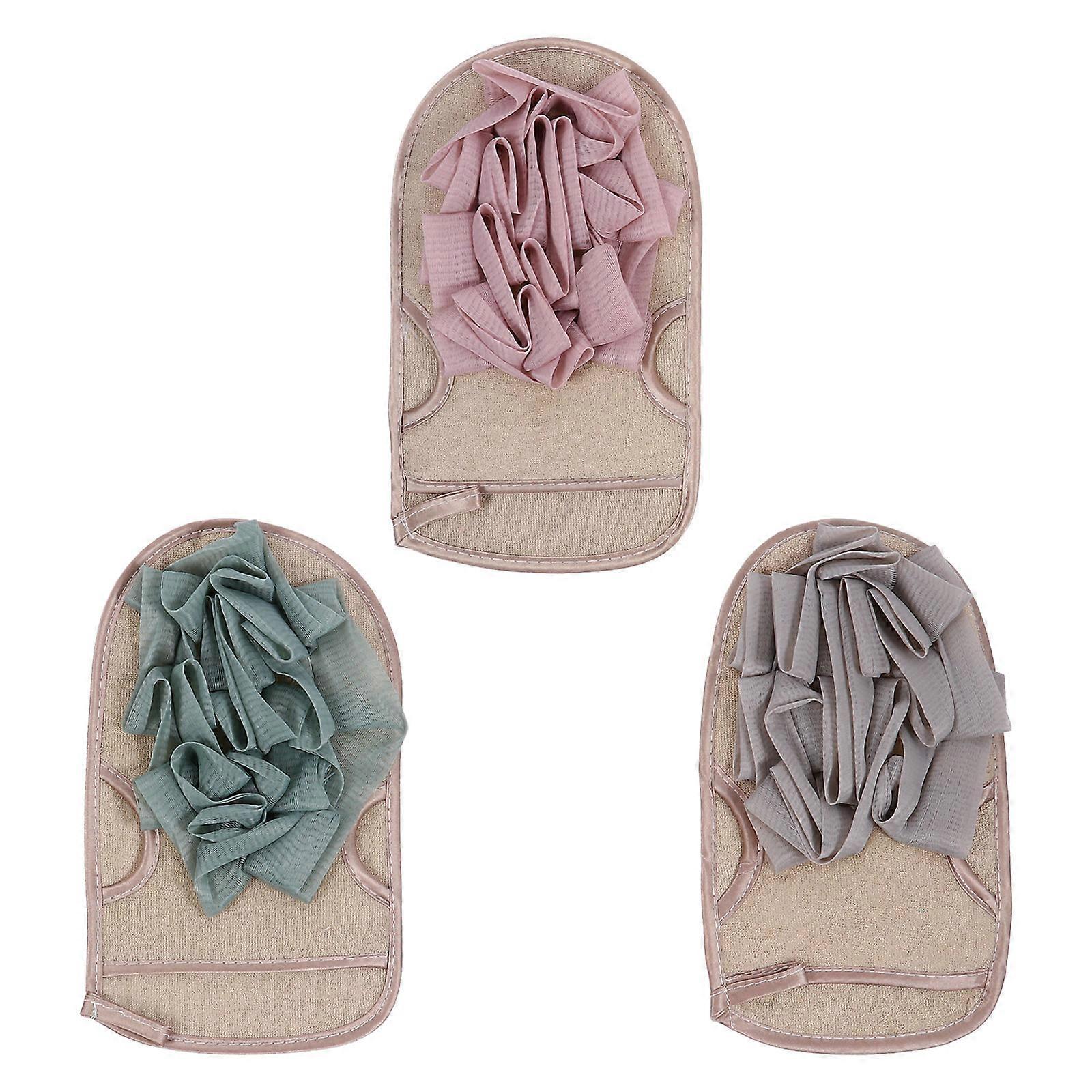Exfoliating Mitt Portable Scrub Bath Sponge for Bathing Use 3Pcs