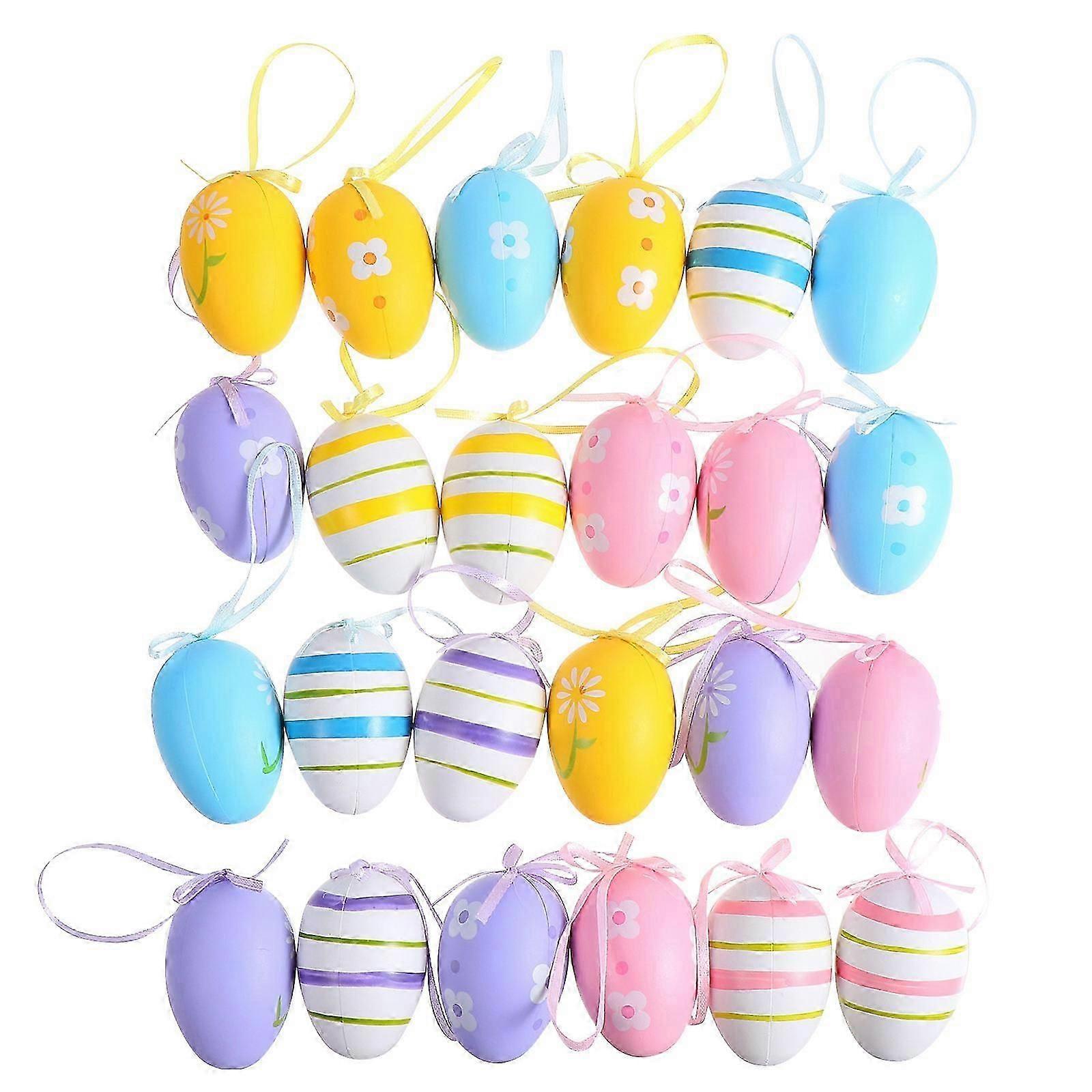 Assorted Color Easter Eggs Plastic Decorative Eggs for Party 24Pcs