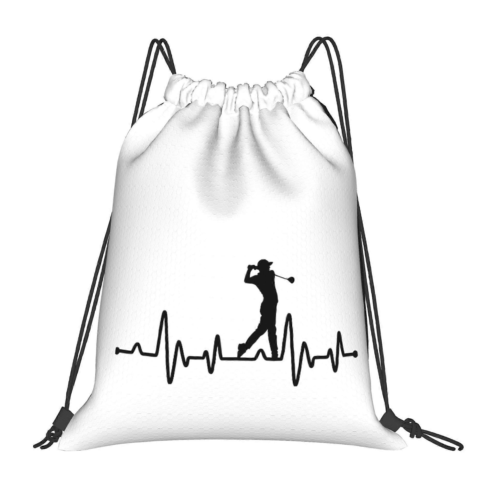 Golf Golf Heartbeat Drawstring Backpack-Cqazw