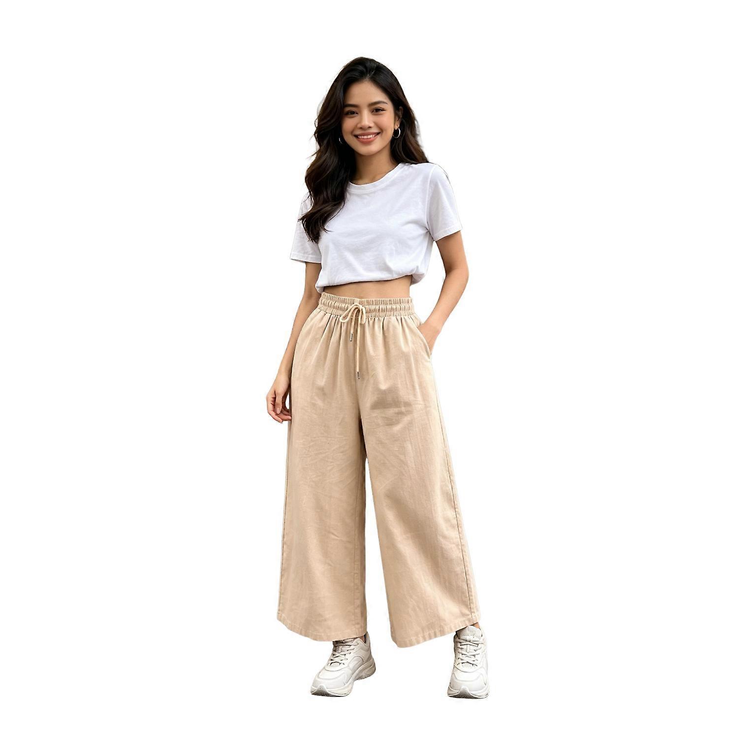 Womens Oversized Wide-Leg Drawstring Pants
