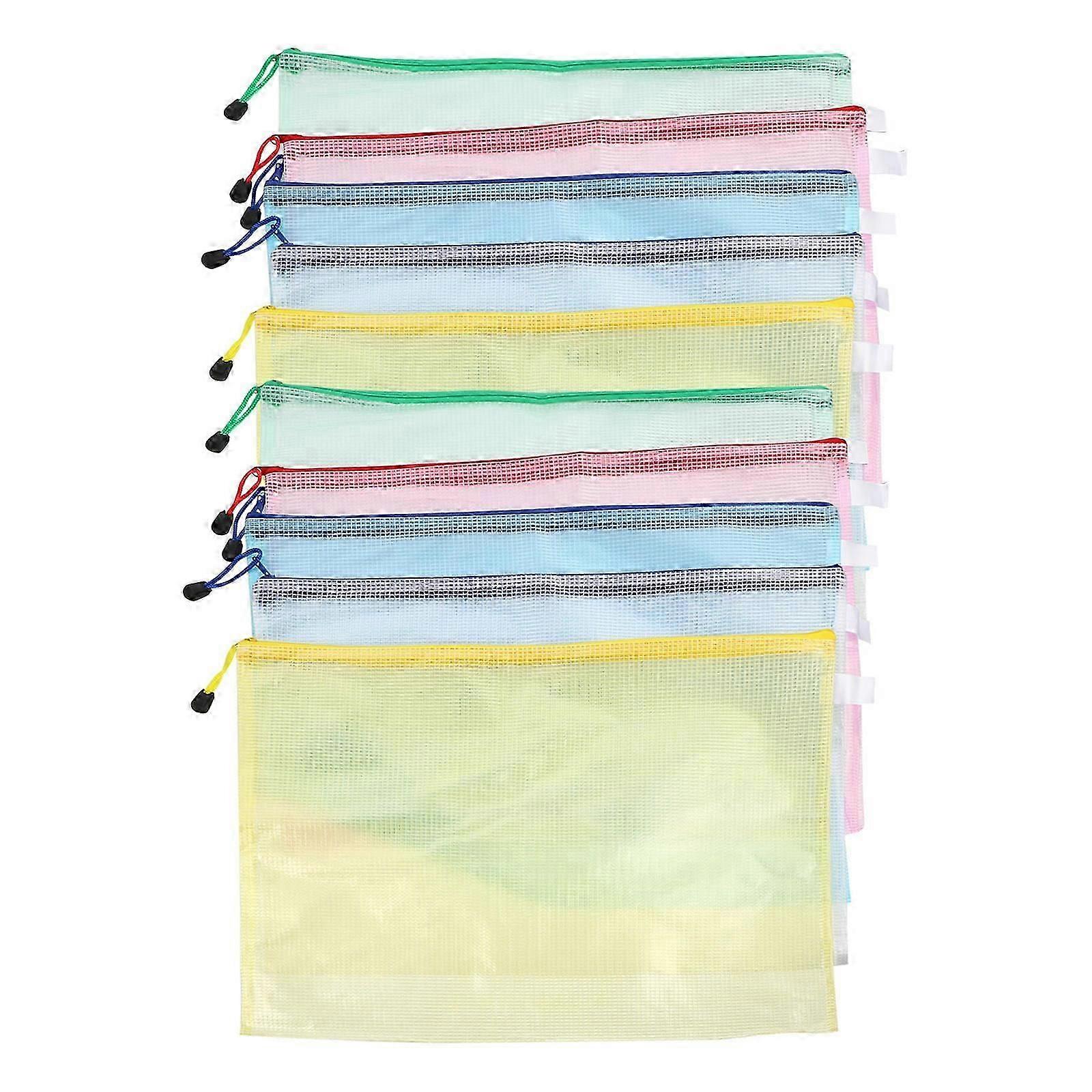 Zipper Mesh Document Pouch A3 File Organizer, 10Pcs for Storage