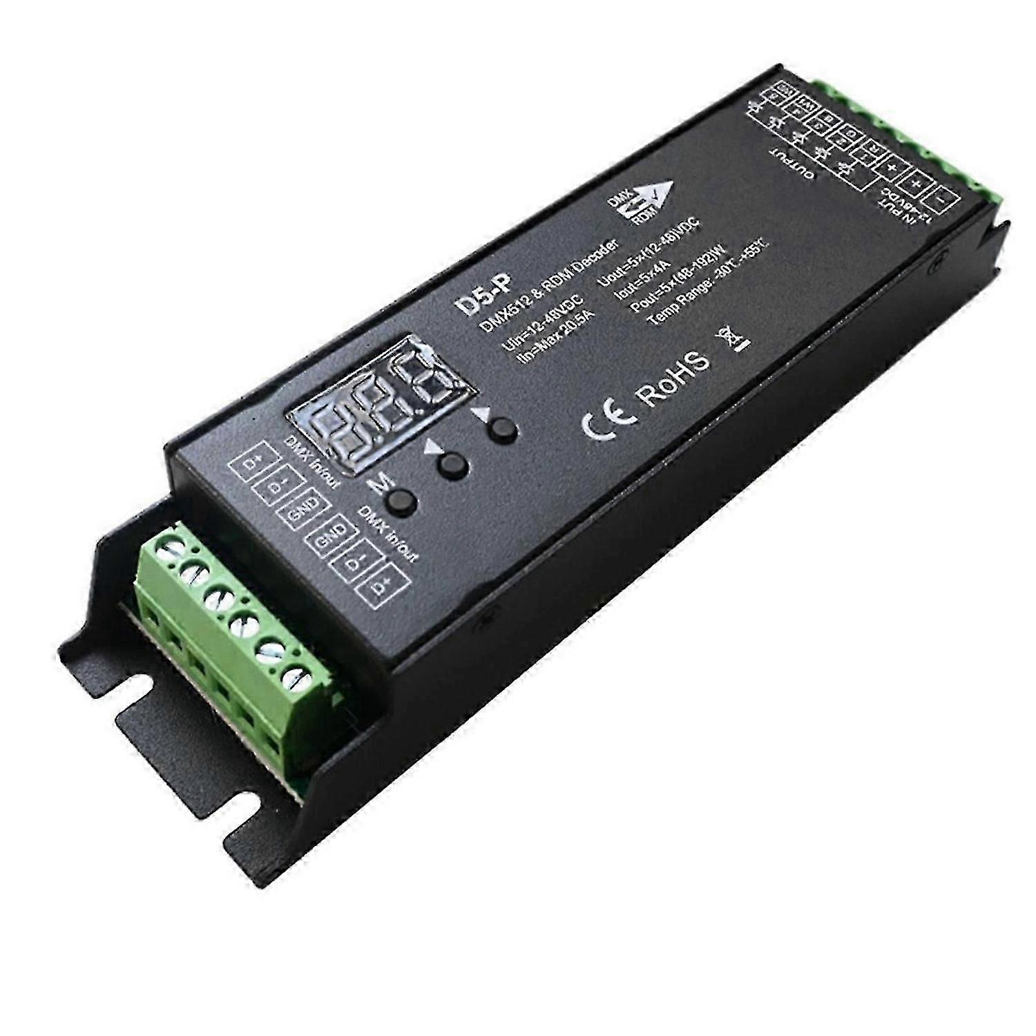 5 Channel DMX Decoder with RDM Digital Display Dimmer Driver PWM RGBCCT LED Controller LED Module Li