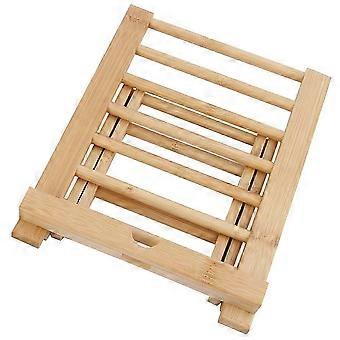 Wooden Mobile Phone Holder Folding Stand - Light Yellow, Adjustable Desktop Stand for Hands-Free Viewing, Home Office School Use, 22x17x4cm