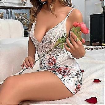 Nighties Lace Nightgown Women Sleepwear Deep V Neck Sleeveless Backless Lingerie Female Nightwear M