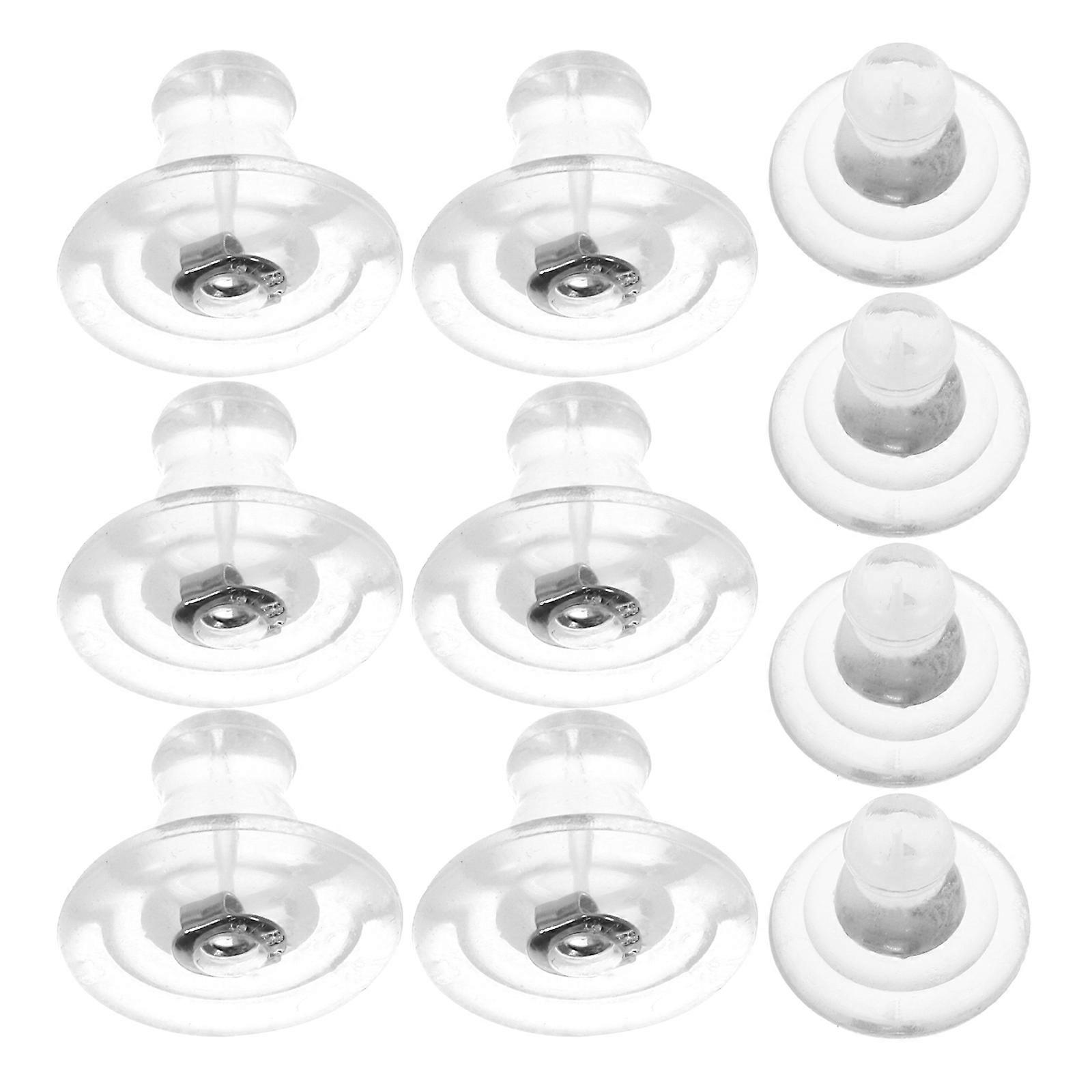 Pierced Earring Backs Silicone Earring Backs for Use 10Pcs Silver Alloy