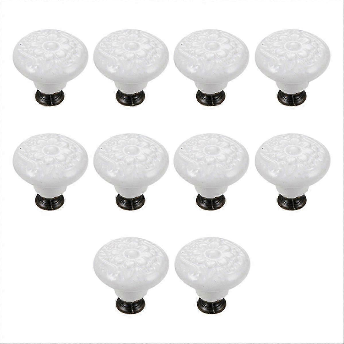 10 Pcs Drawer Pull Handles Round Cabinet Knobs Door Knobs White