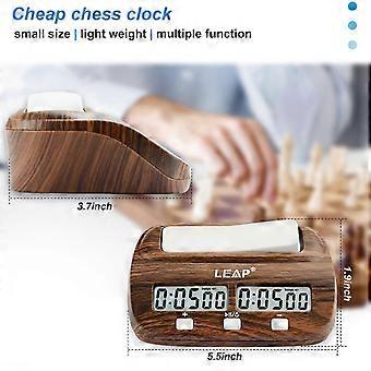 LEAP Schachuhr Digitaler Schachtimer mit Verzögerung und Bonus Professional für Brettspiele Timer Holzmaserung Farbe