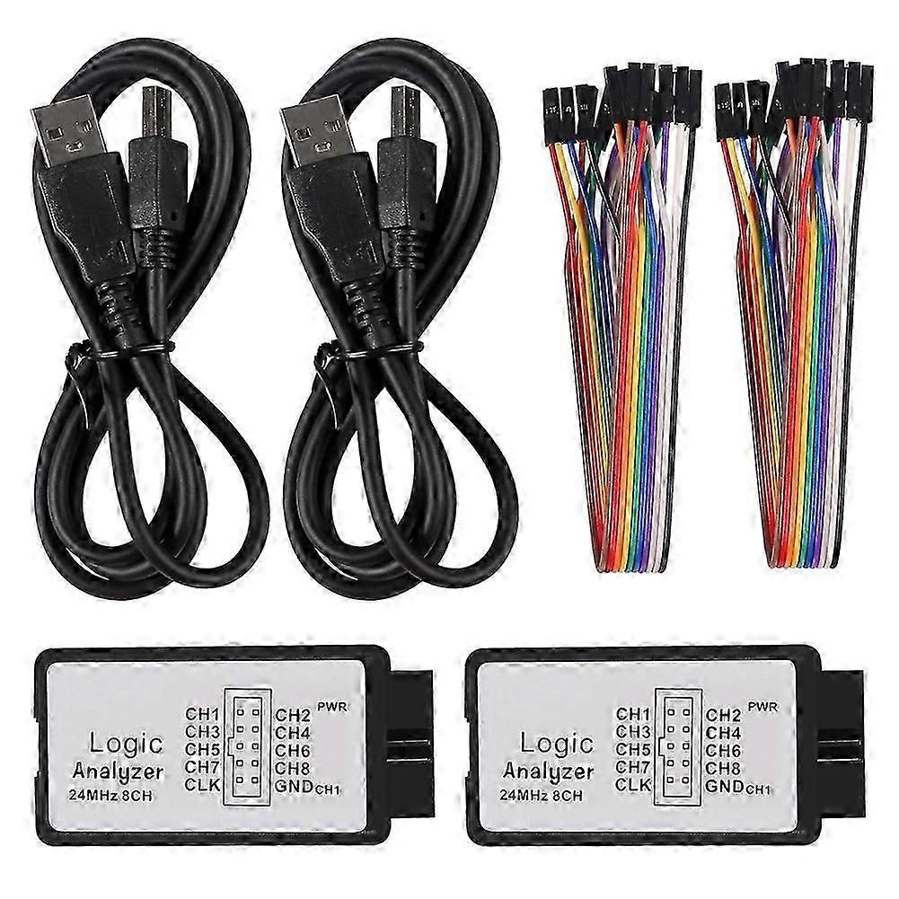 2 sett USB Logic Analyzer 24MHz 8-kanals 24M/sekunder Logic Analyzer Debugger egnet for ARM FPGA Logic An