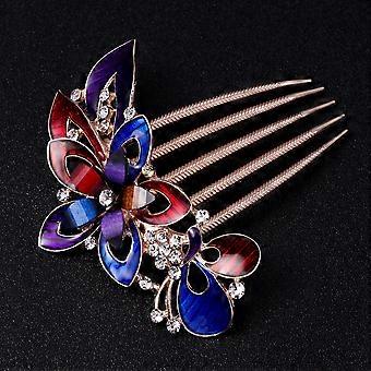 Flower Bride Hair Comb Delicate Headwear Headdress Wedding Dress Accessories Party Hair Ornament for Female Women (Colorful)