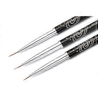 Zestaw 3 pędzelków do zdobienia paznokci Kolinsky Precision Detail Long Liner do malowania żelowego i akrylowego