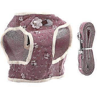 Breathable Cotton Blend Pet Vest Chest Harness for Cat and Dog with Leash (Red M)